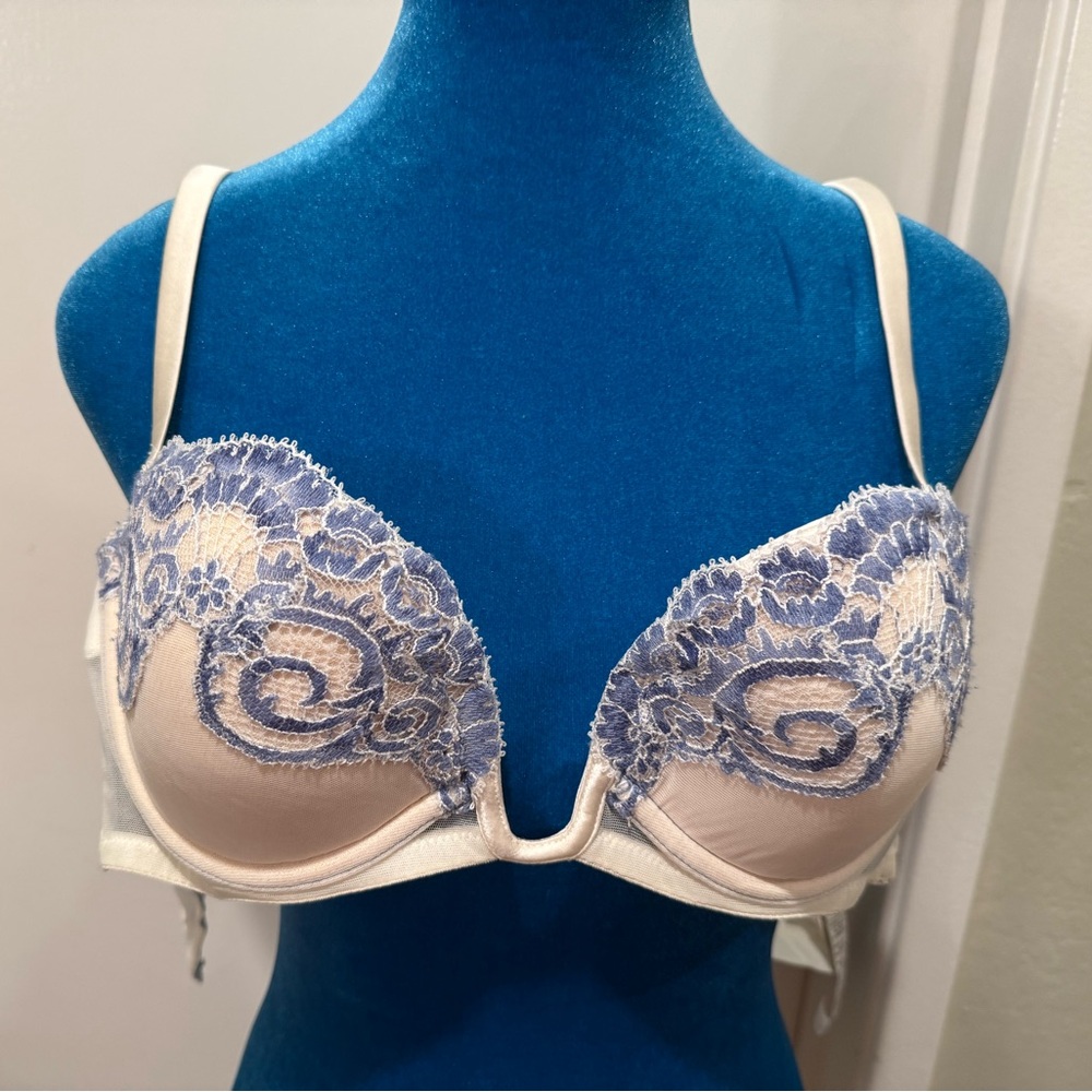 La Perla Denim Lace Push Up Bra with removable straps - Amethyst